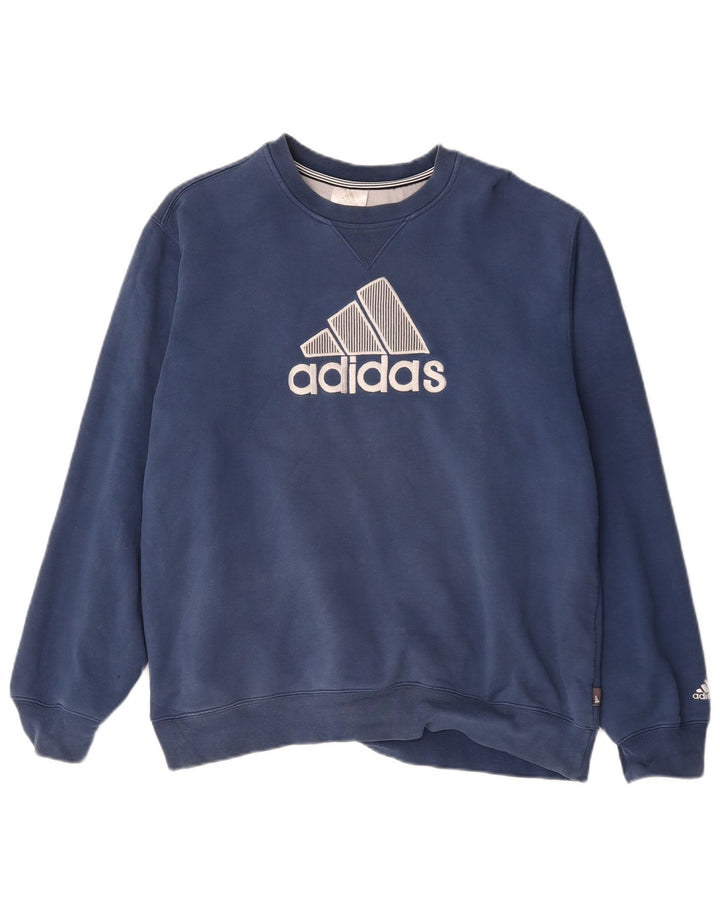 Adidas Męska bluza z grafiką, duża, granatowa, bawełniana