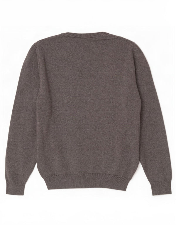 Crew Clothing Męski sweter z dekoltem w kształcie litery V, duży, szary, bawełniany