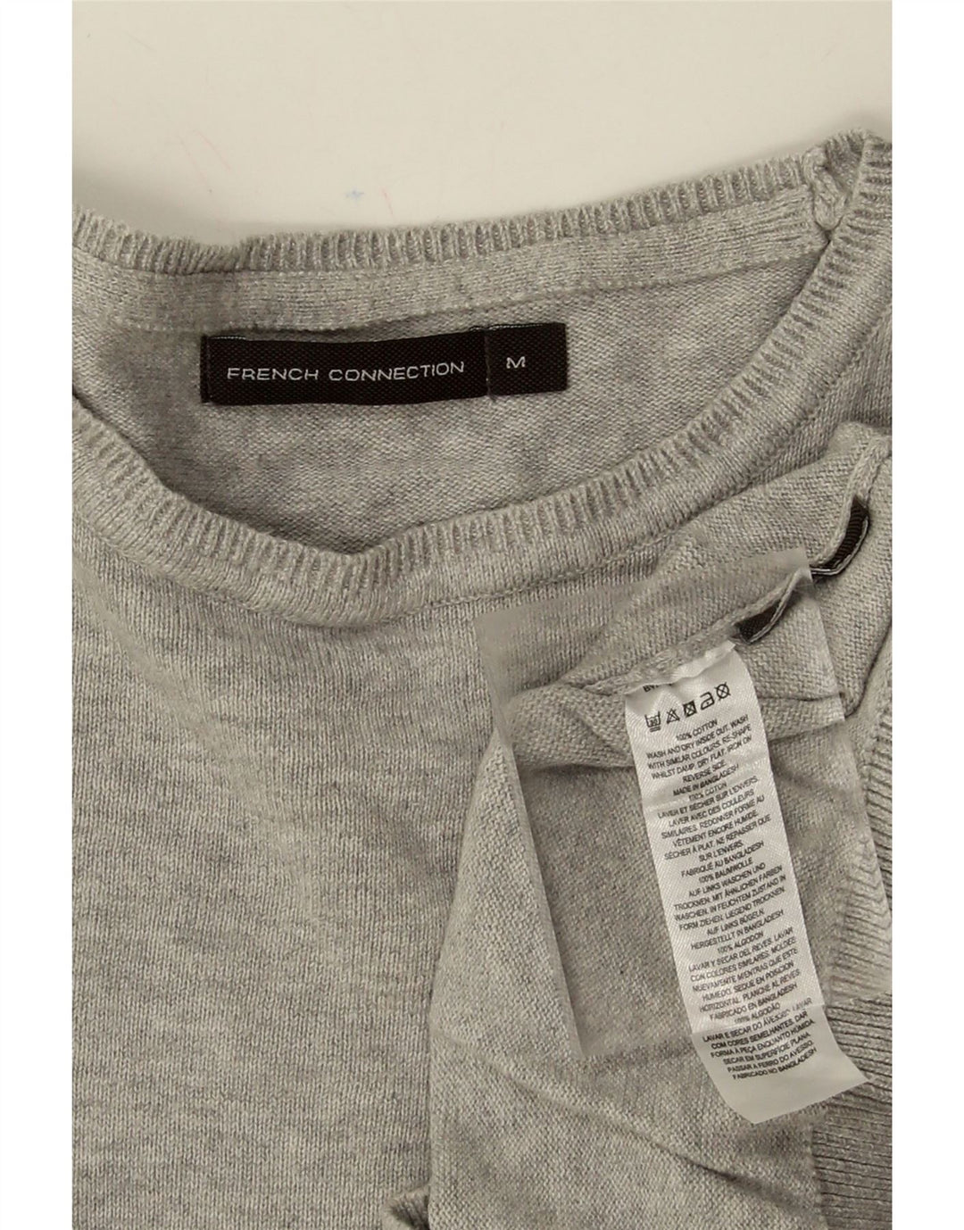 FRENCH CONNECTION Mens Crew Neck Jumper Sweater Medium Grey Cotton Vintage French Connection and Second-Hand French Connection from Messina Hembry 