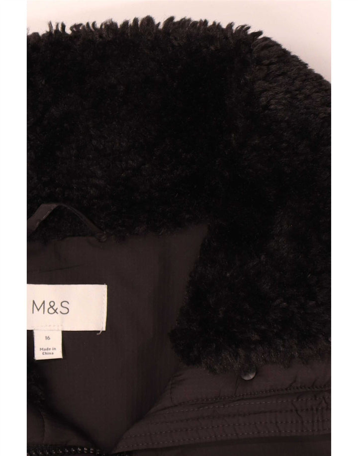 Marks & Spencer Damska kurtka oversize UK 16, duża, czarna, poliester
