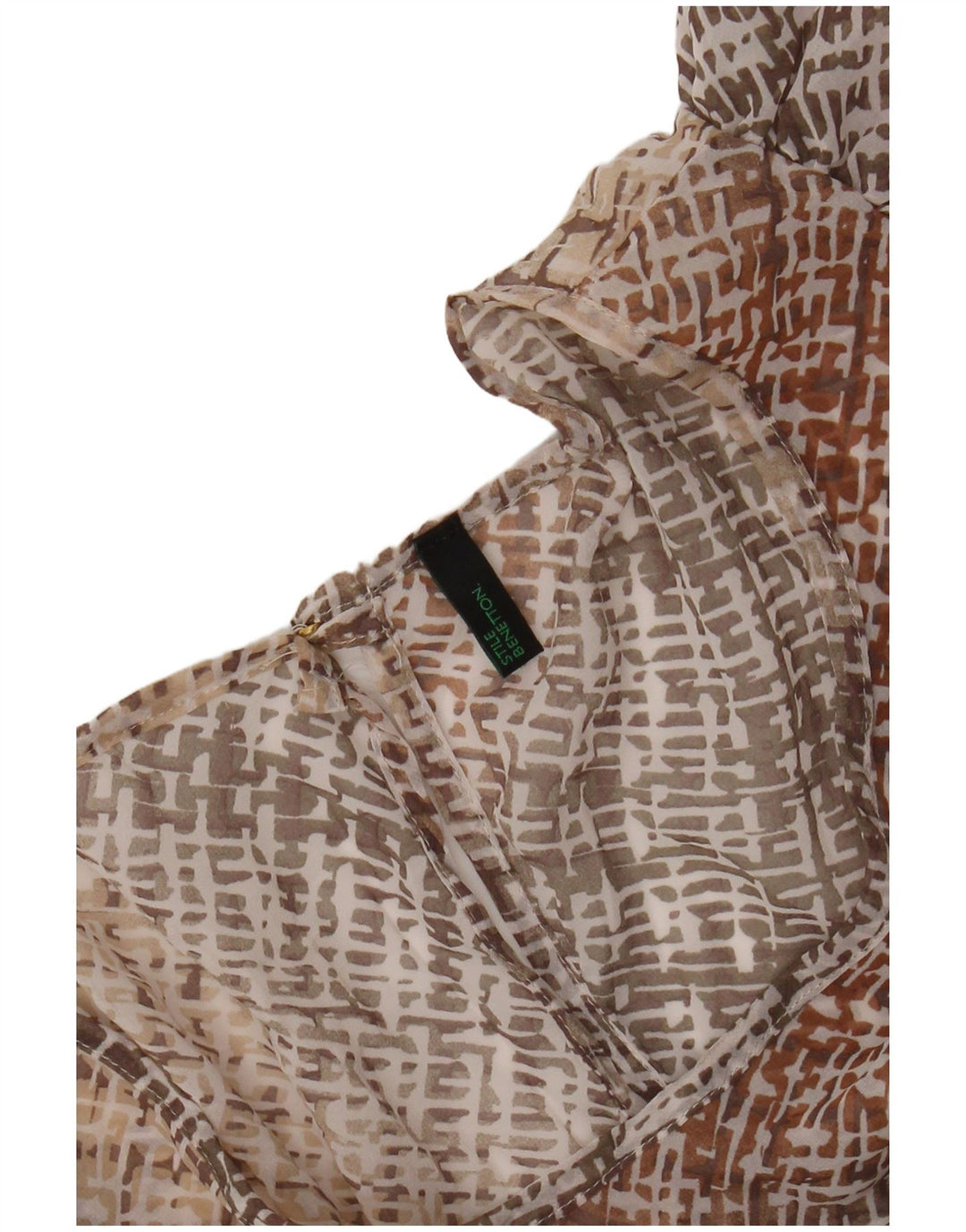 BENETTON Damska sukienka o linii A w kształcie skrzydła nietoperza UK 12 w średnią beżową kratkę