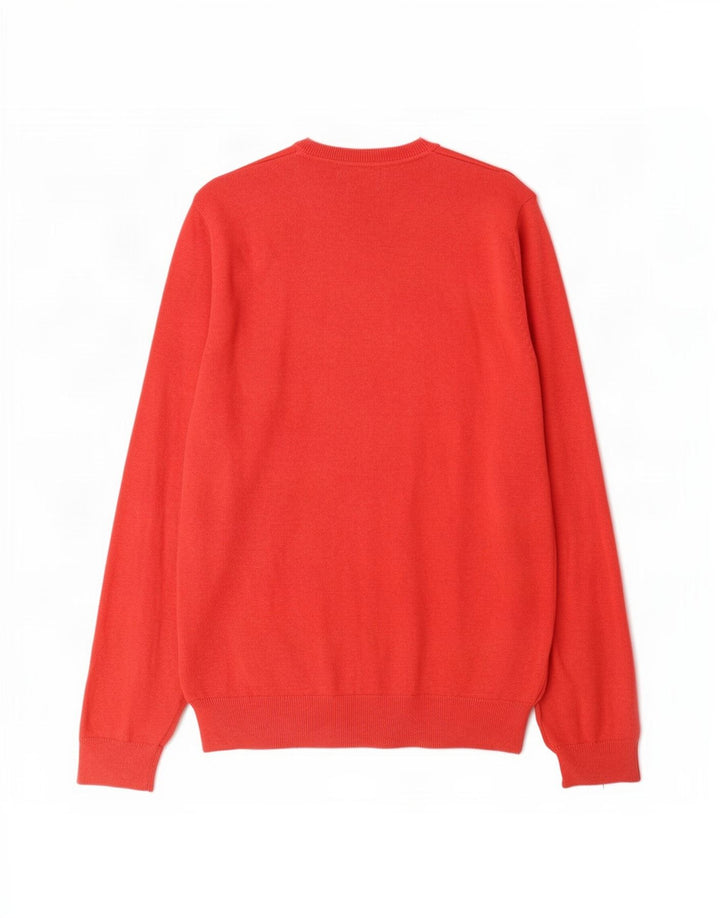 Marks & Spencer Męski sweter z dekoltem w kształcie litery V, XL, czerwony, bawełniany