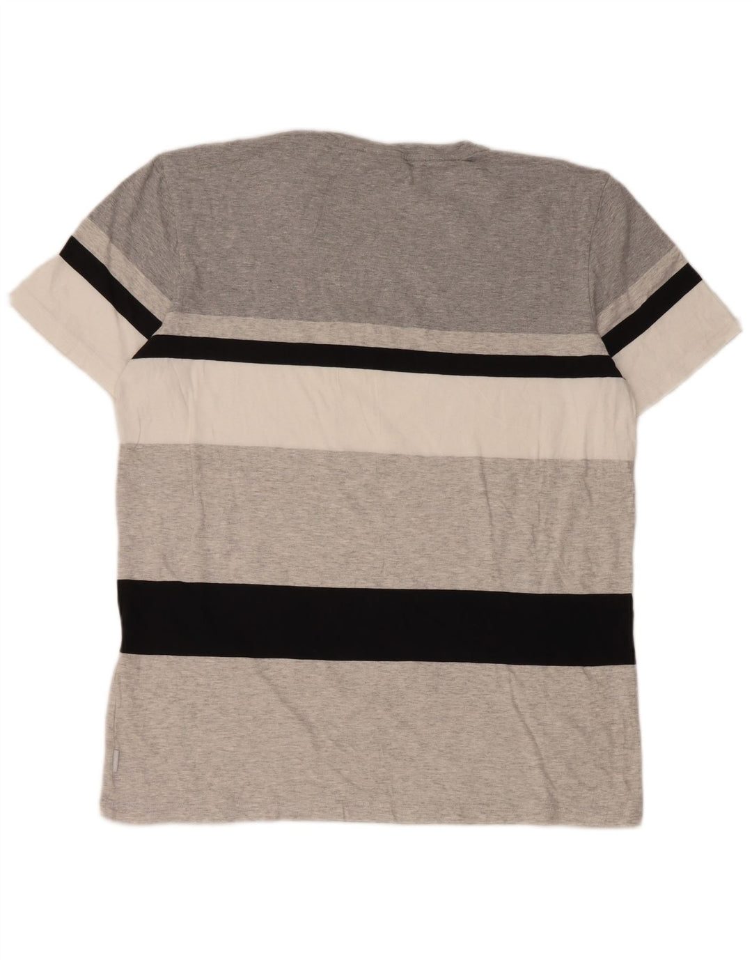 Adidas Męski T-shirt Top Duży Szary Bawełniany Paski