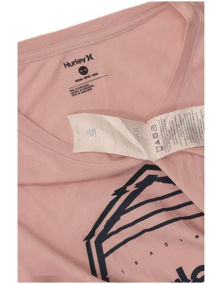 Męski T-shirt z grafiką Hurley Top, średni, różowy, bawełniany