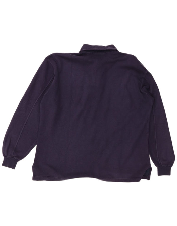 GYMNASIUM Męska bluza polo z dekoltem w serek, średnia, granatowa, bawełniana