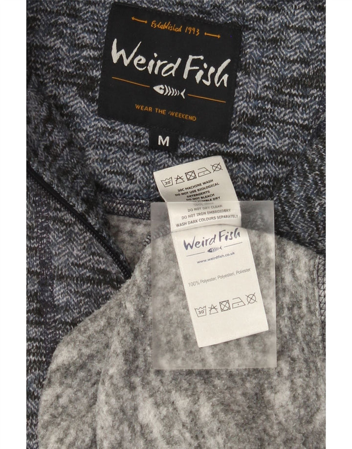 Męski sweter z zamkiem błyskawicznym Weird Fish, średni niebieski, nakrapiany poliester