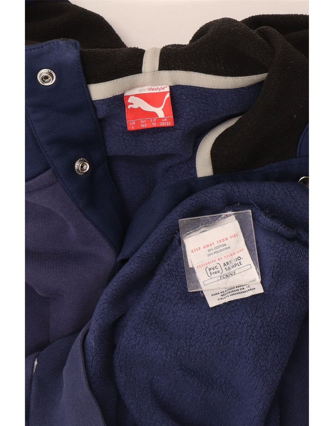 Chłopięcy sweter z kapturem i guzikami PUMA, 11-12 lat, granatowa, bawełniana