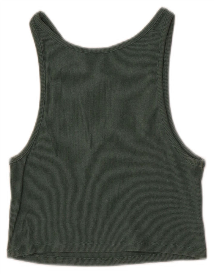Damska kamizelka Zara Crop Top UK 12 Średnia zielona bawełna