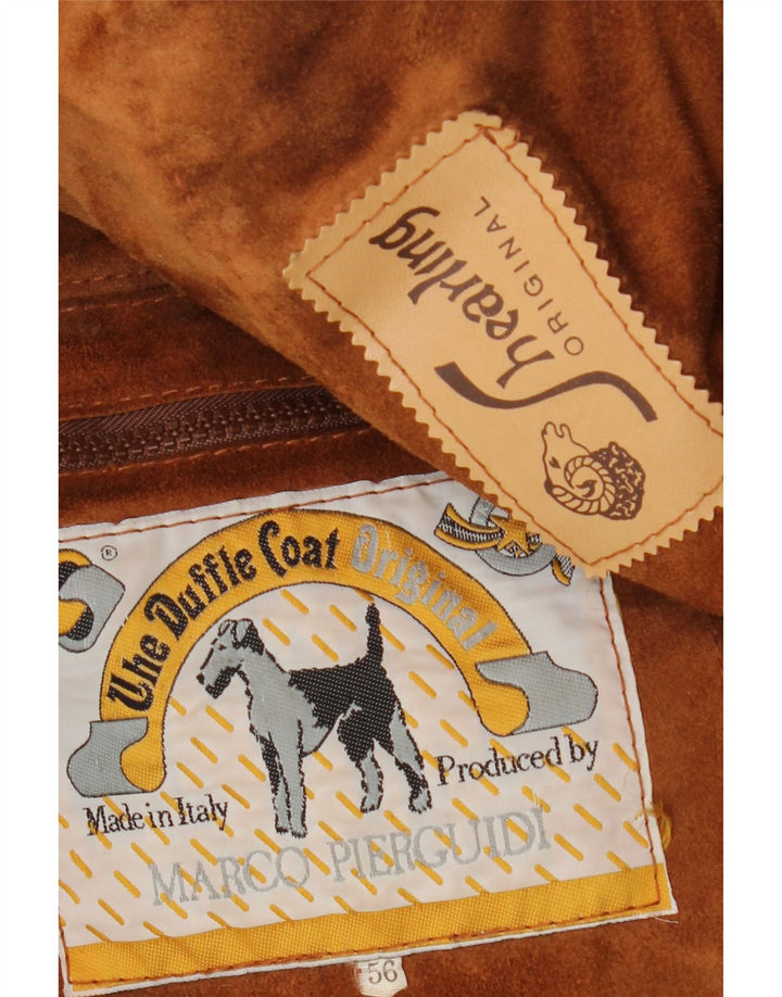 Vintage męska kurtka Shearling IT 56 3XL Brązowa kurtka Shearling