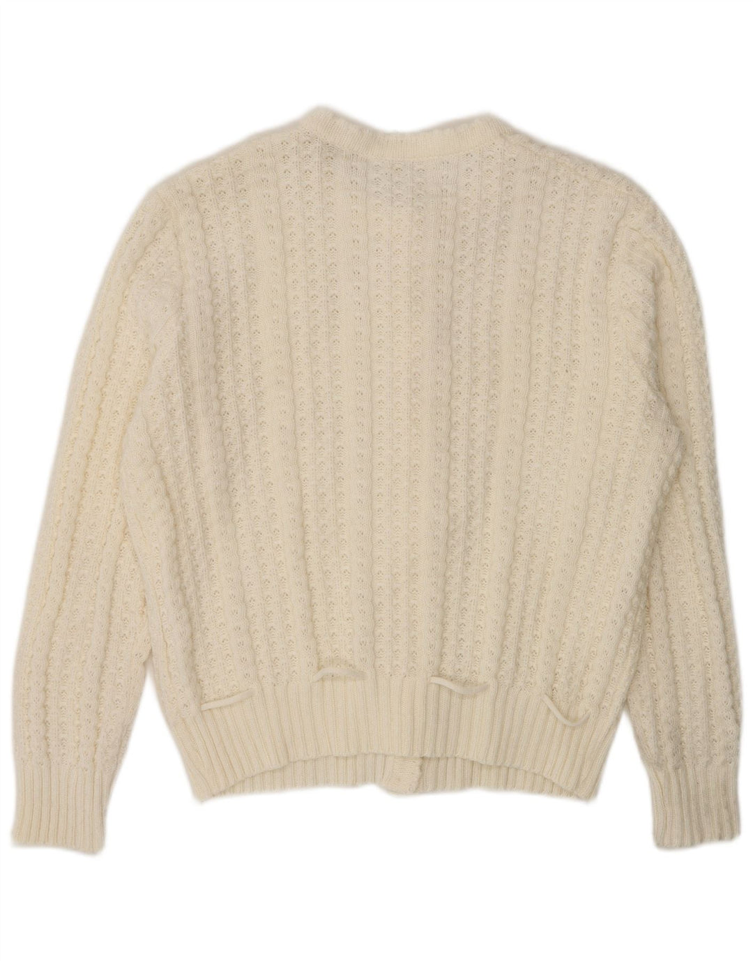 Sweter damski w stylu vintage, UK 16, duży, biały, poliakryl
