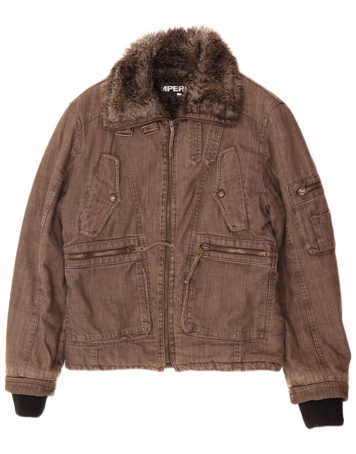 Męska kurtka wiatrówka Bomber Shearling Imperial, UK 38, średnia brązowa bawełna