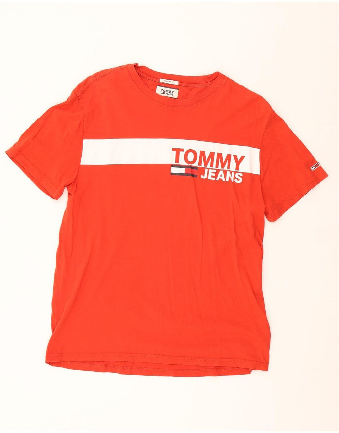 TOMMY HILFIGER Mens Graphic T-Shirt Top Medium Red Cotton Vintage Tommy Hilfiger and Second-Hand Tommy Hilfiger from Messina Hembry 