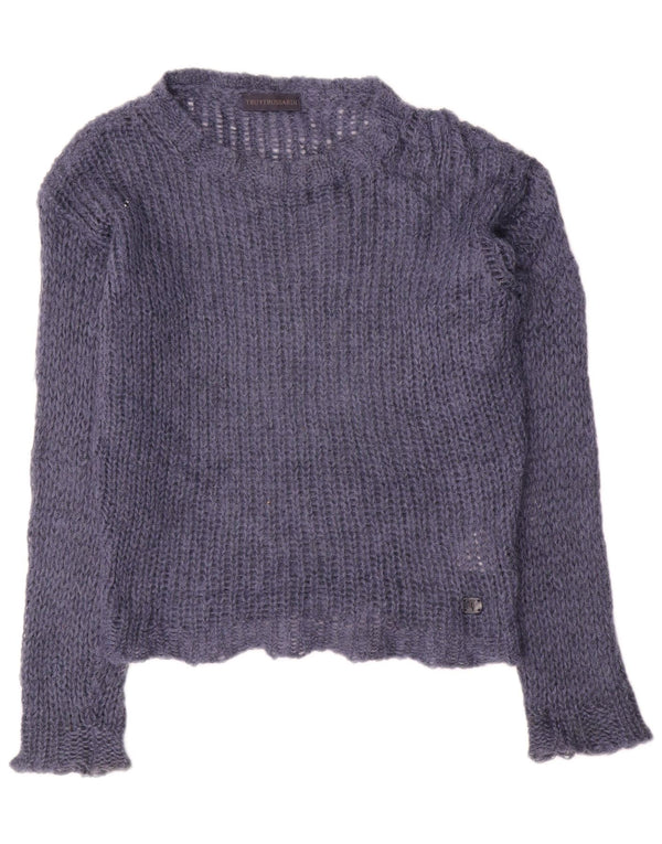 Damski sweter Trussardi z dekoltem w łódkę, UK 10, mały, granatowy