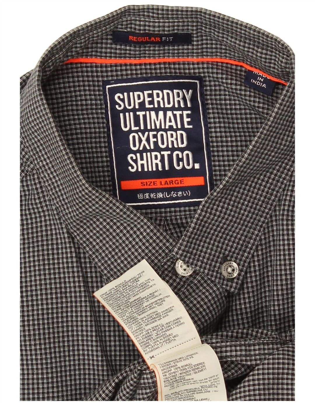 Męska koszula Superdry o regularnym kroju, duża, szara, bawełniana w kratkę