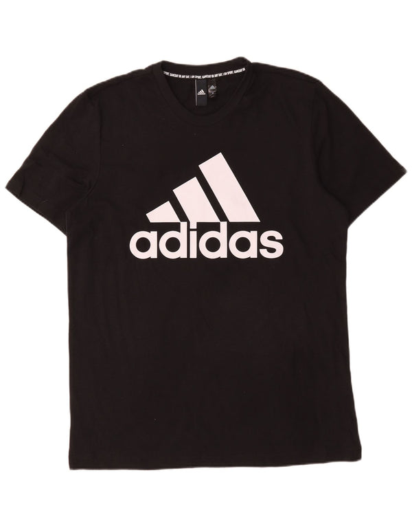 Męska koszulka z grafiką Adidas, średnia, czarna bawełna