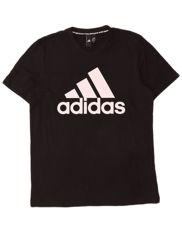 Męska koszulka z grafiką Adidas, średnia, czarna bawełna