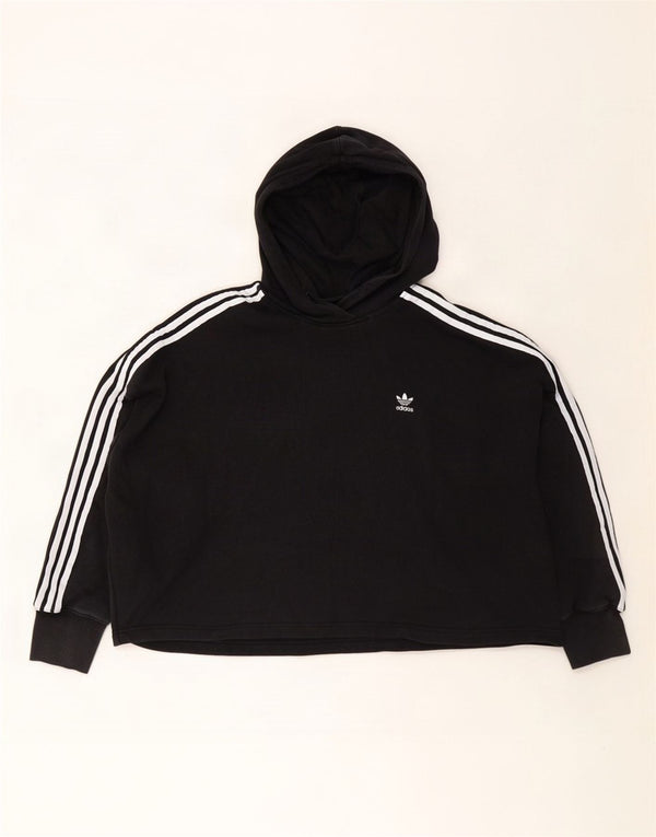 Damska bluza z kapturem Adidas Crop Oversized UK 24/26 2XL Czarna bawełna