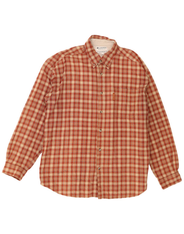 Męska koszula flanelowa Columbia XL, bawełniana w pomarańczową kratkę