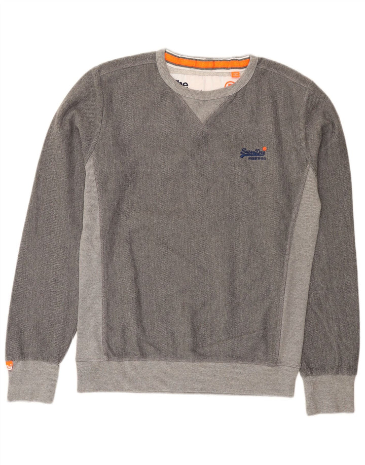 Męski sweter dresowy Superdry, poliester w kolorze średnioszarym, z blokami kolorów