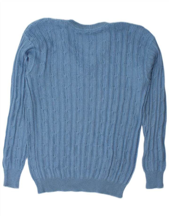 Vintage męski sweter z dekoltem w kształcie litery V, XL, niebieski