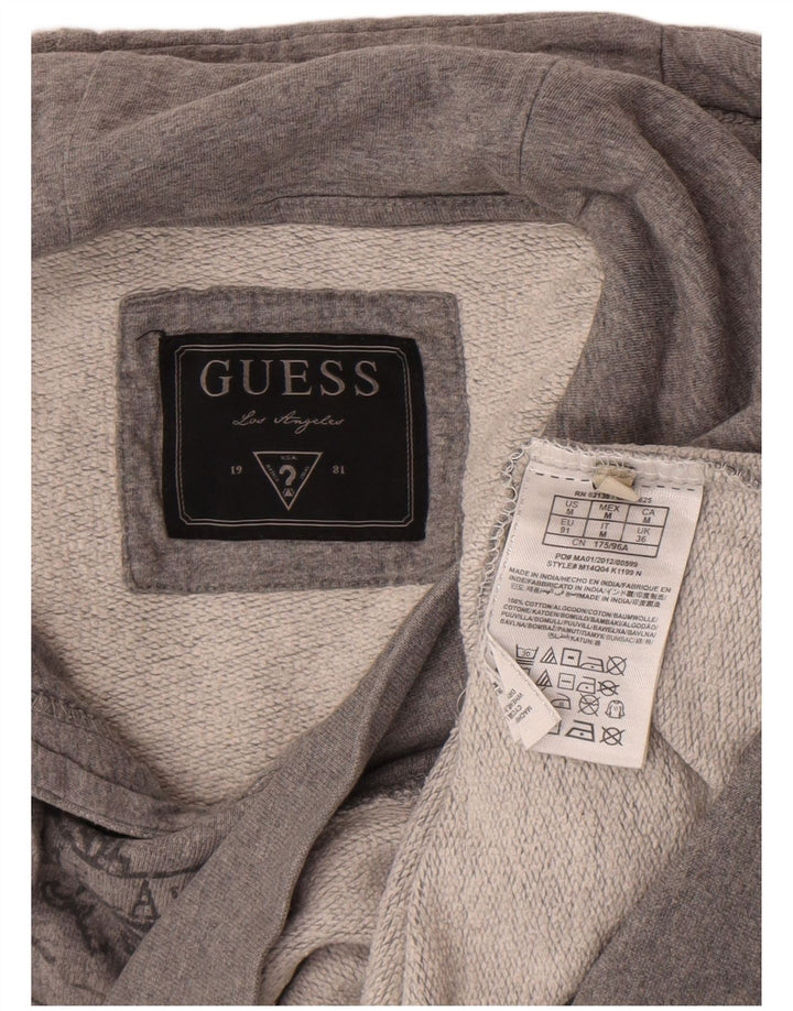 Męski sweter z kapturem Guess z grafiką, średnioszary, bawełniany