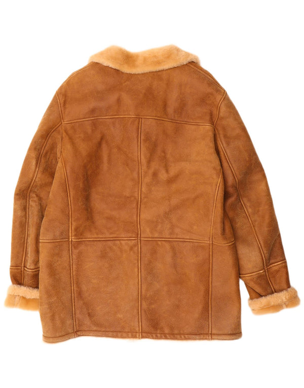 Vintage męska kurtka Shearling UK 40, duża brązowa