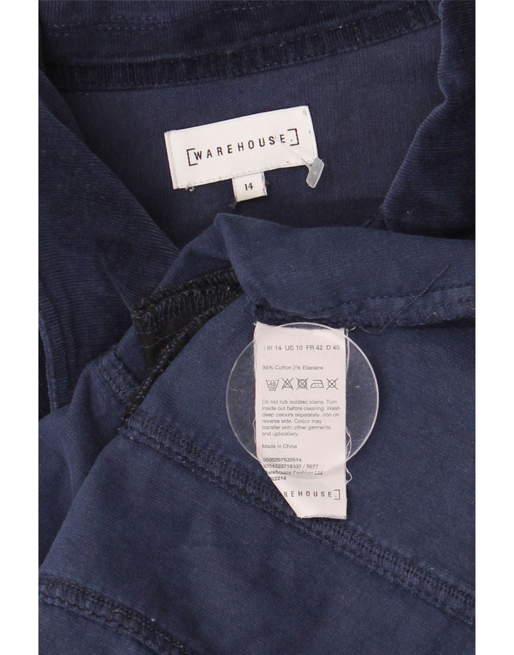 Damski sztruksowy płaszcz Warehouse UK 14, duży, granatowy, bawełniany