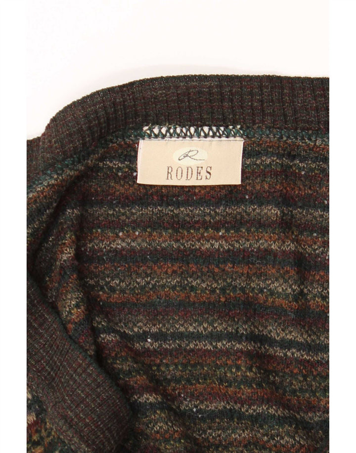 Sweter męski Rodes 2XL, brązowa, geometryczna wełna