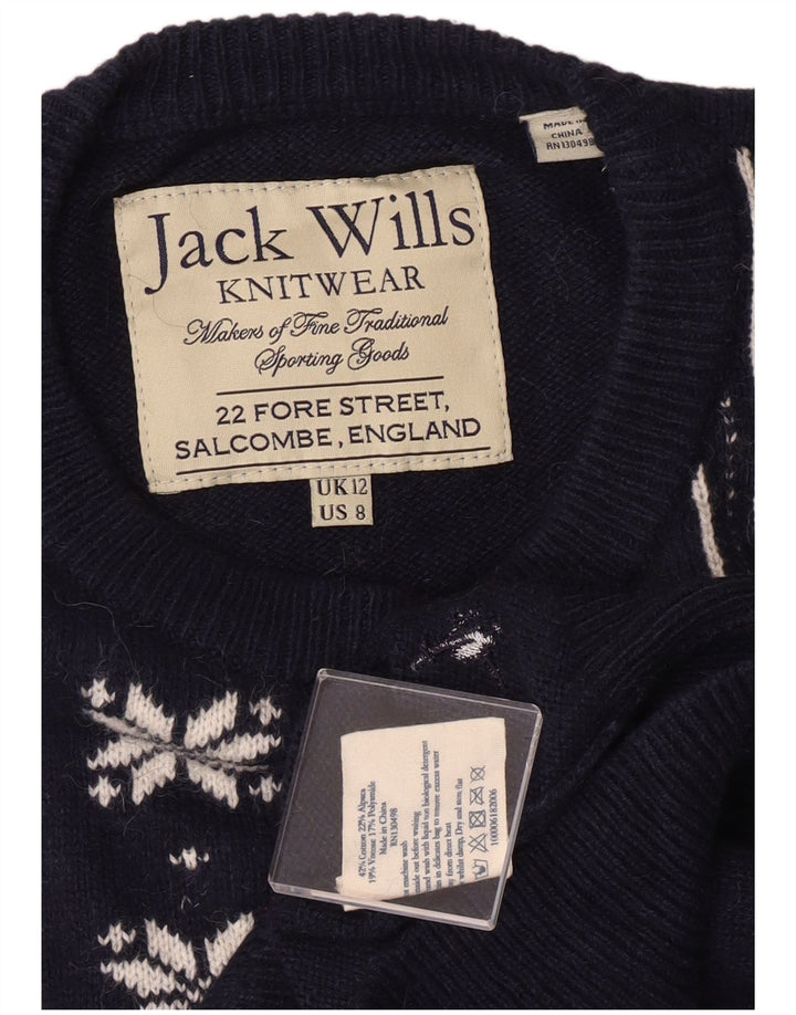 Damski sweter JACK WILLS z okrągłym dekoltem UK 12, średni granatowy