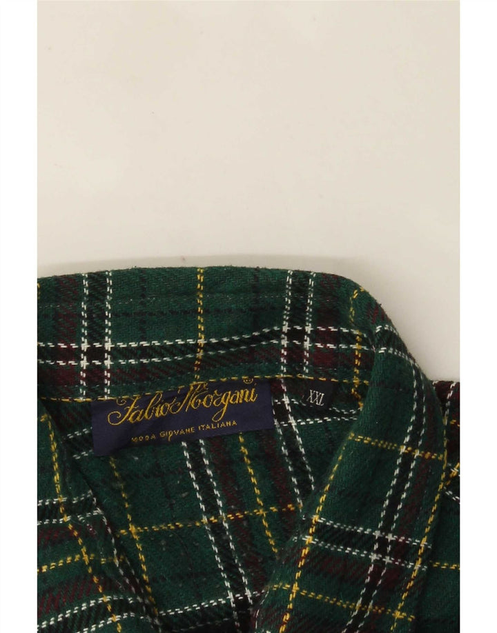Vintage męska koszula wierzchnia flanelowa 2XL w zieloną kratkę