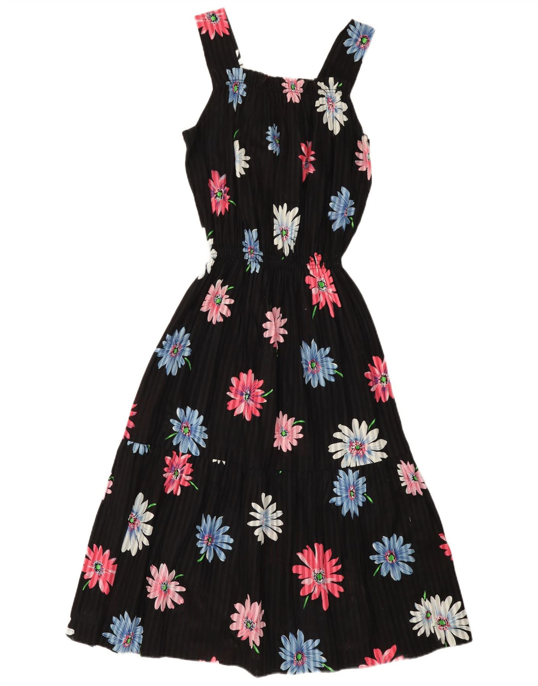 Damska sukienka letnia w stylu vintage UK 12, średnia czarna w kwiaty