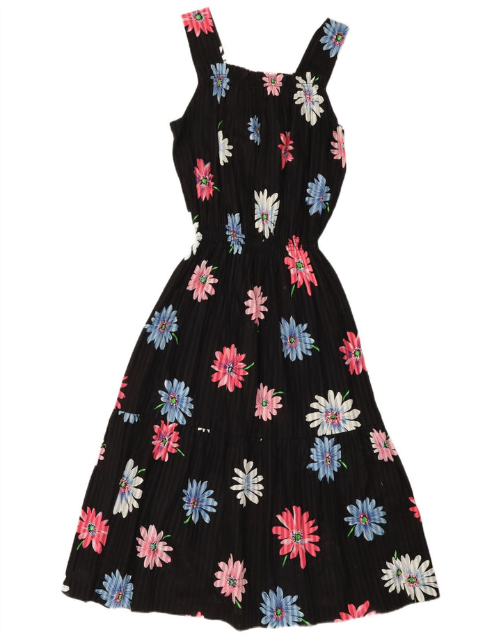 Damska sukienka letnia w stylu vintage UK 12, średnia czarna w kwiaty