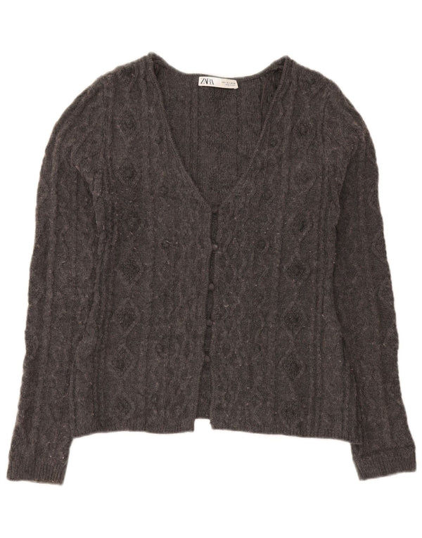 Sweter damski Zara UK 14, duży, szary, akrylowy