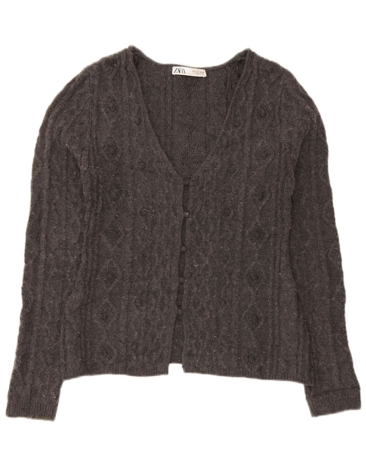 Sweter damski Zara UK 14, duży, szary, akrylowy