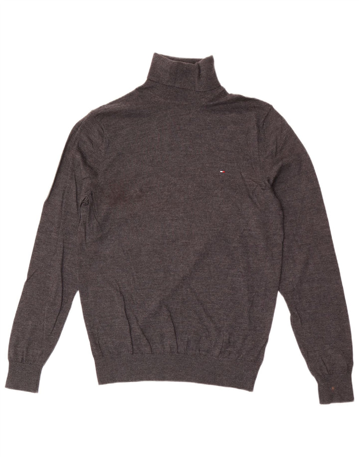 Męski sweter z golfem Tommy Hilfiger, duży, szary, wełniany