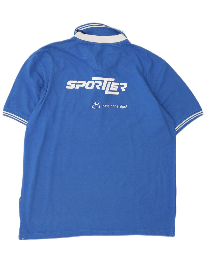 Męska koszulka polo z grafiką ASICS XL, niebieska, bawełniana