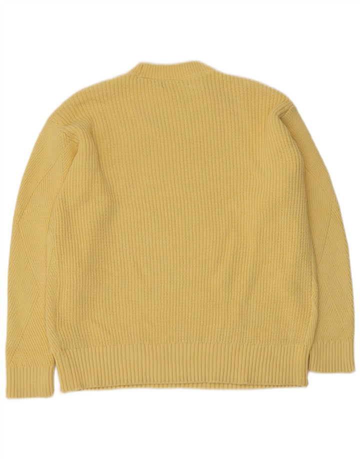 Marks & Spencer Damski sweter z okrągłym dekoltem, UK 14, średni żółty, bawełniany