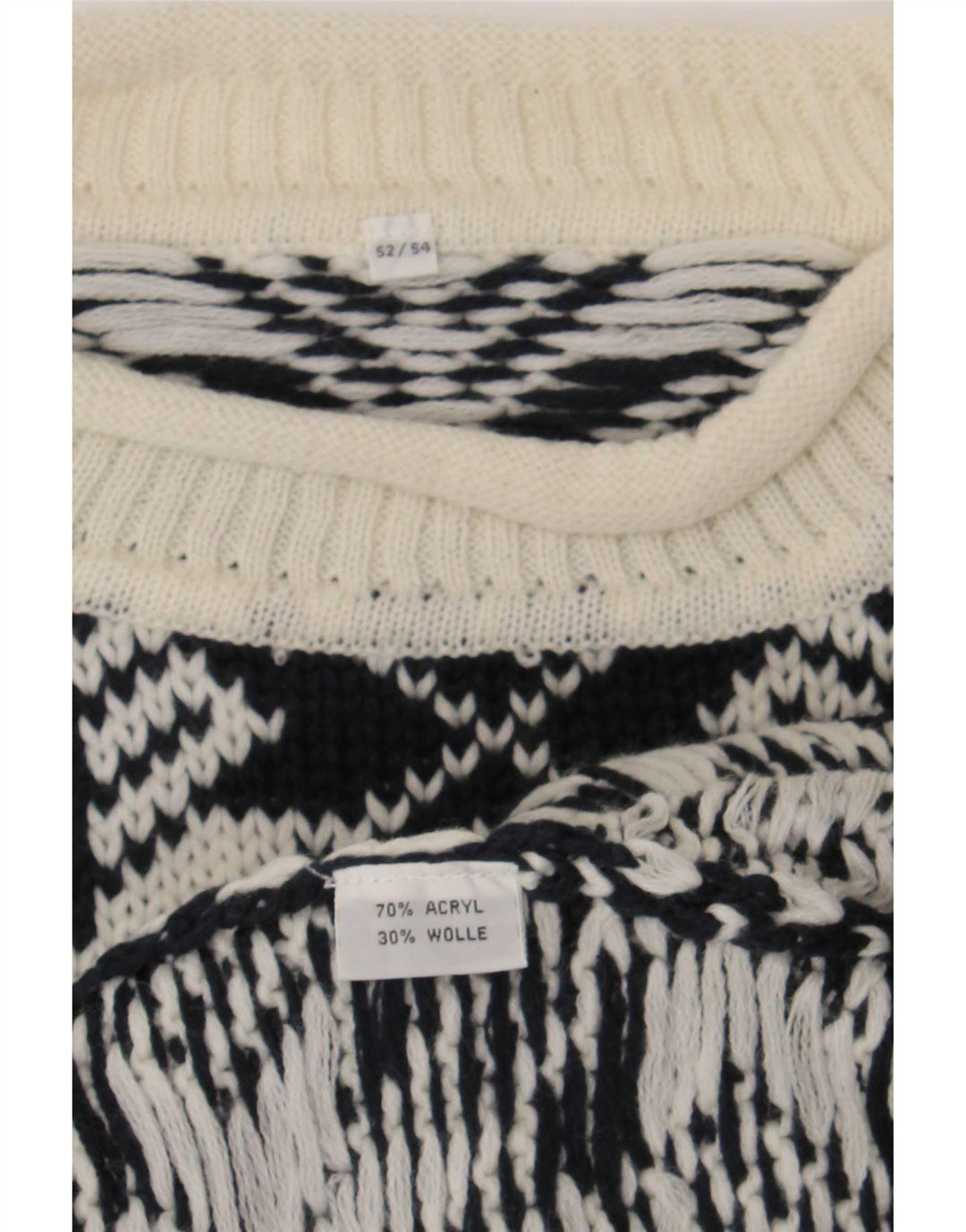 Vintage męski sweter z golfem IT 52/54, duży czarny geometryczny