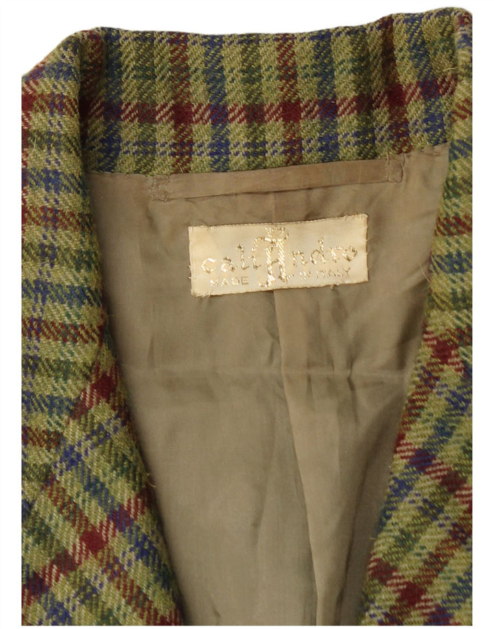 Vintage damski komplet spódnic zapinanych na 2 guziki, UK 12 Medium W26 Khaki Check