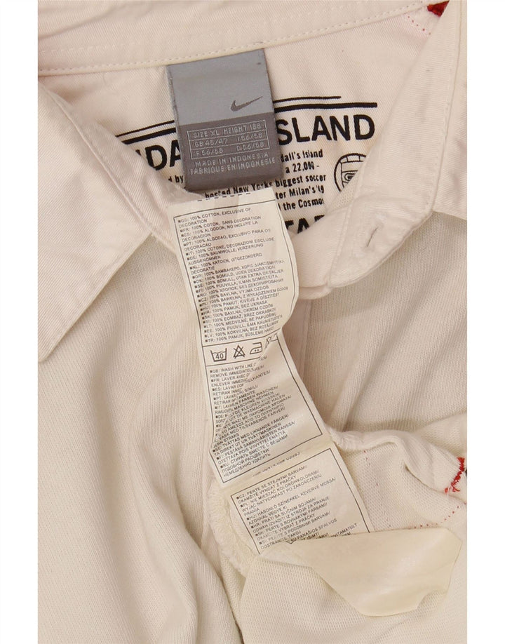 Męska koszulka polo do rugby NIKE z długim rękawem, UK 45/47 XL, biała, z blokami kolorów