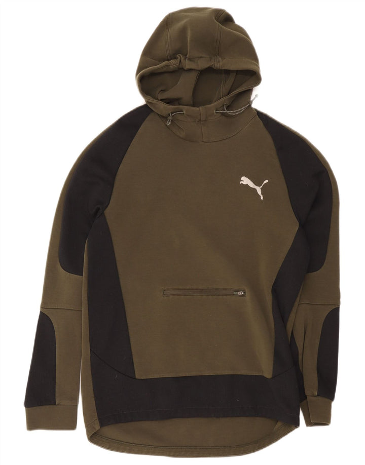 Męski sweter z kapturem Puma, bawełniany, w kolorze średniej zieleni