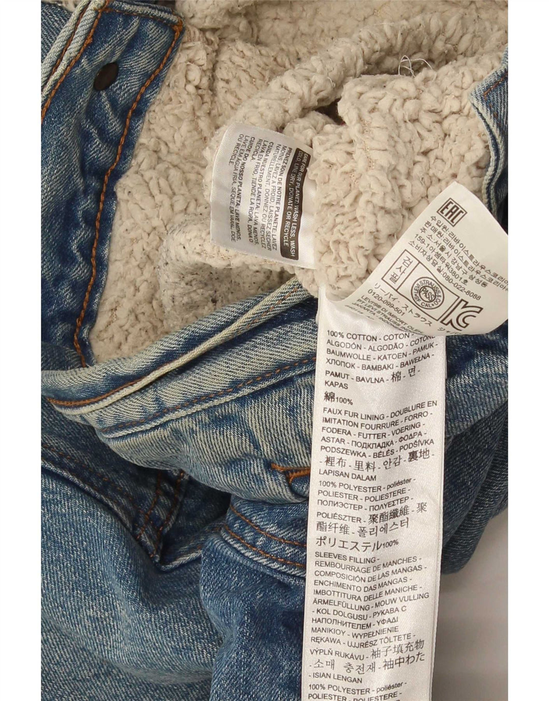 Męska kurtka dżinsowa Levi's Sherpa UK 40, duża niebieska bawełna
