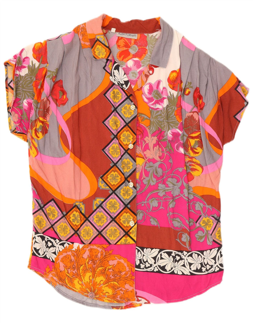 Damska koszula oversize ALBA FORNARI UK 10 Mały wielobarwny patchwork