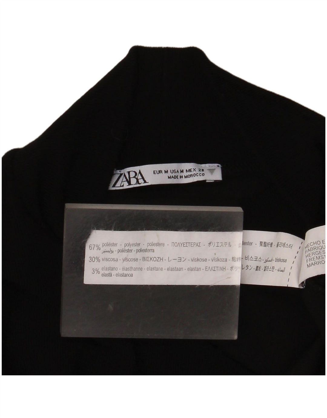 Damskie body z długim rękawem ZARA UK 12, średni czarny poliester