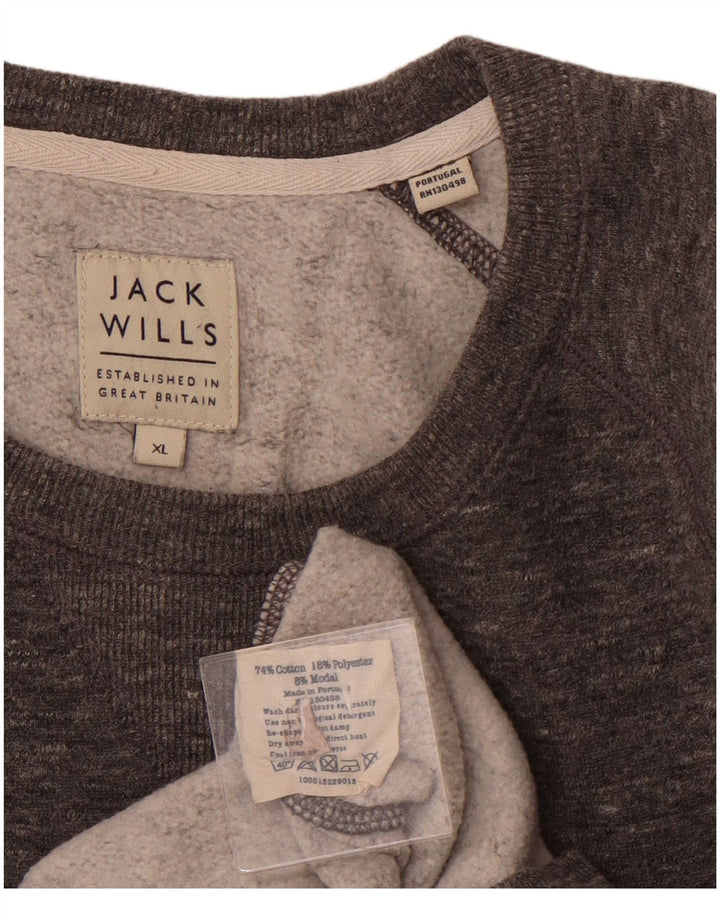 Męski sweter JACK WILLS z graficznym wycięciem pod szyją XL, szara, bawełniana w plamki
