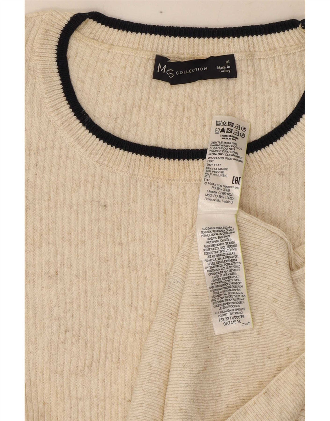 Bluzka damska Marks & Spencer UK 16, duża, złamana biel, poliamid