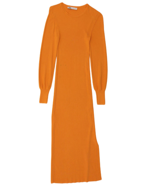 Sukienka damska Zara Maxi Jumper Dress UK 8 Small Pomarańczowa wiskoza