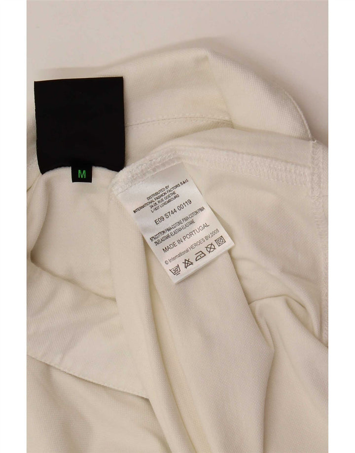 Męska koszulka polo w stylu vintage, średnia biała bawełna