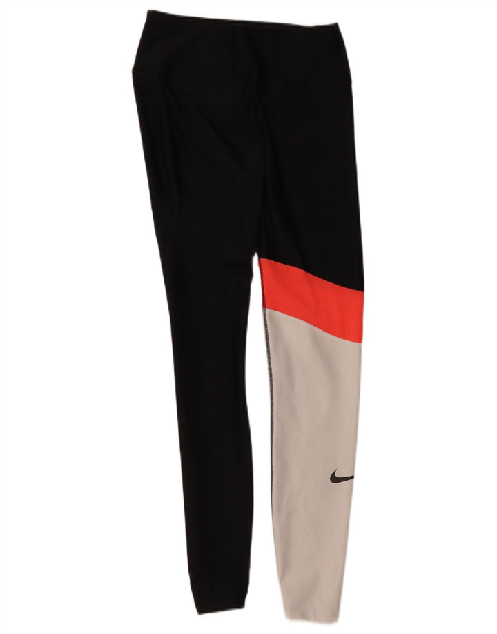 Damskie legginsy Nike Dri Fit UK 10, mały, czarny, poliestrowy blok kolorów