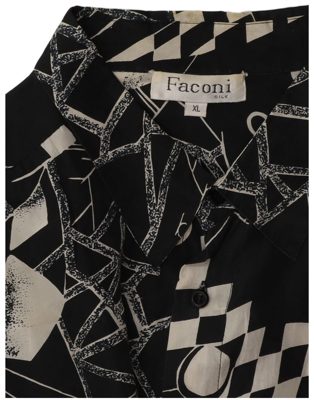 Koszula męska VINTAGE XL Czarny geometryczny jedwab